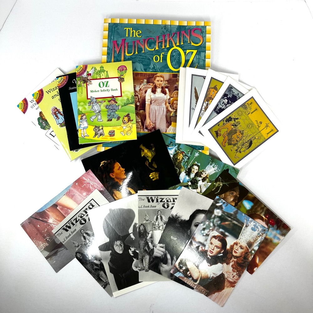 Wizard of Oz Bundle Munchkins of Oz Book Dover Sticker Books Postcards MMA Cards